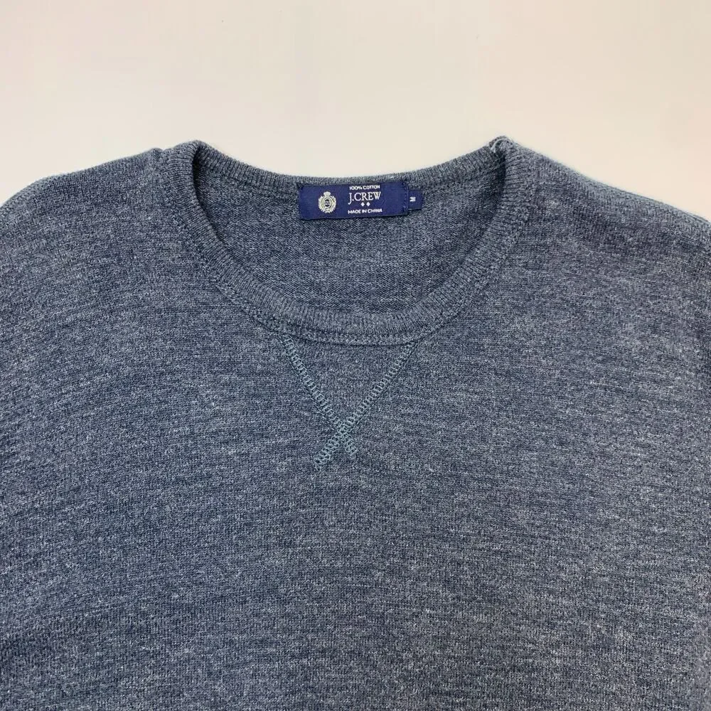 J. Crew Sweater Mens M Medium Chalkboard Cotton Crew Neck Tapered Ribbed Trim